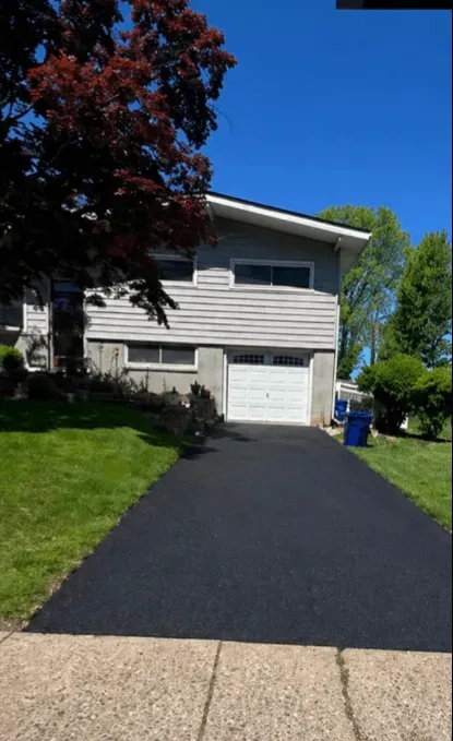 Freshly sealcoated residential driveway in King of Prussia