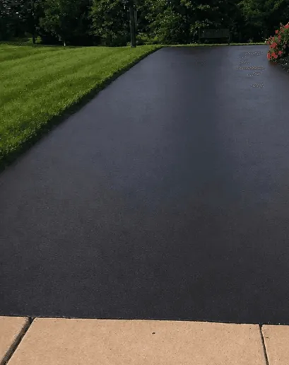 Residential driveway after sealcoating