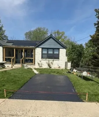 Residential driveway after sealcoating